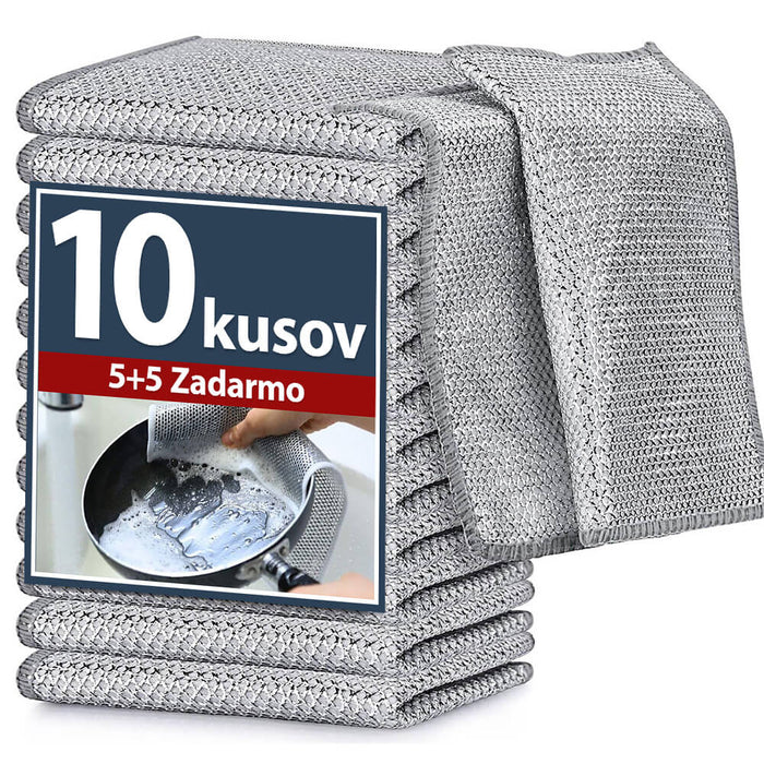 Abrazívna mikrovláknová utierka na riad (sada 10 kusov)
