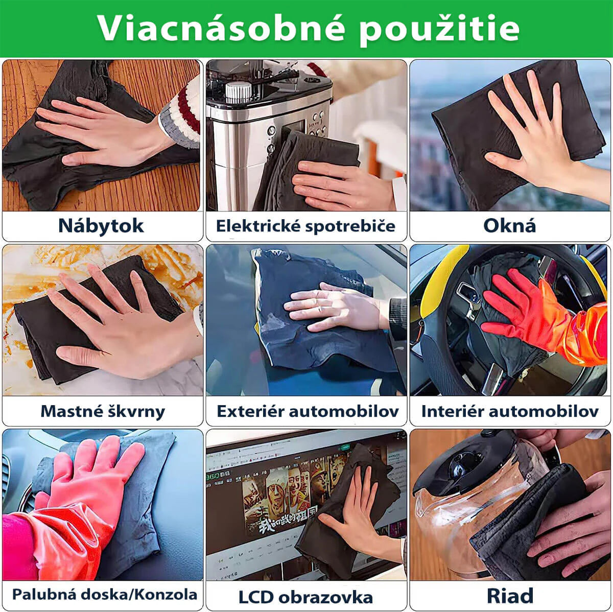 Zázračná handrička z mikrovlákna na univerzálne použitie (sada 5 kusov)